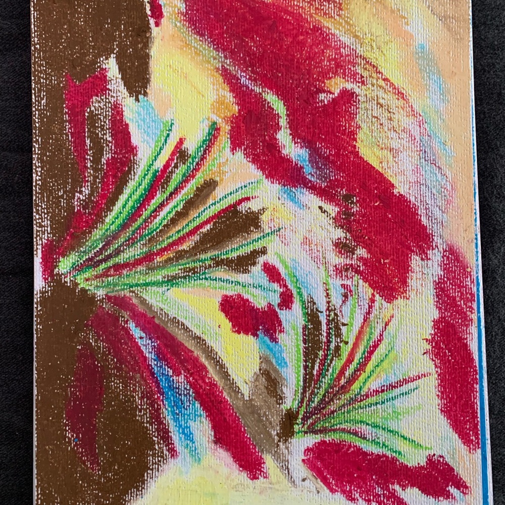 Oil pastel on paper (9x12 inches abstract drawing)
